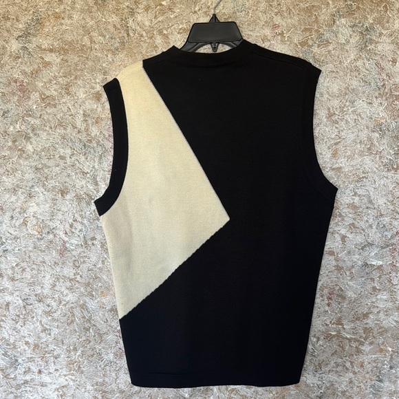Gianfranco Ferre Black Cream Knit Golf Vest Sweater - Picture 4 of 11